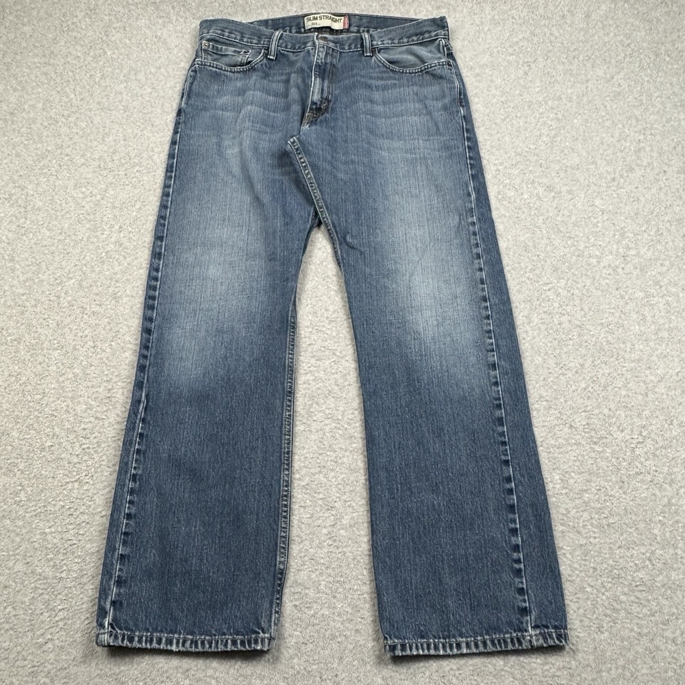 Vintage Y2K Levis 514 Slim Straight Jeans Mens 36x32 100% Cotton Denim Blue